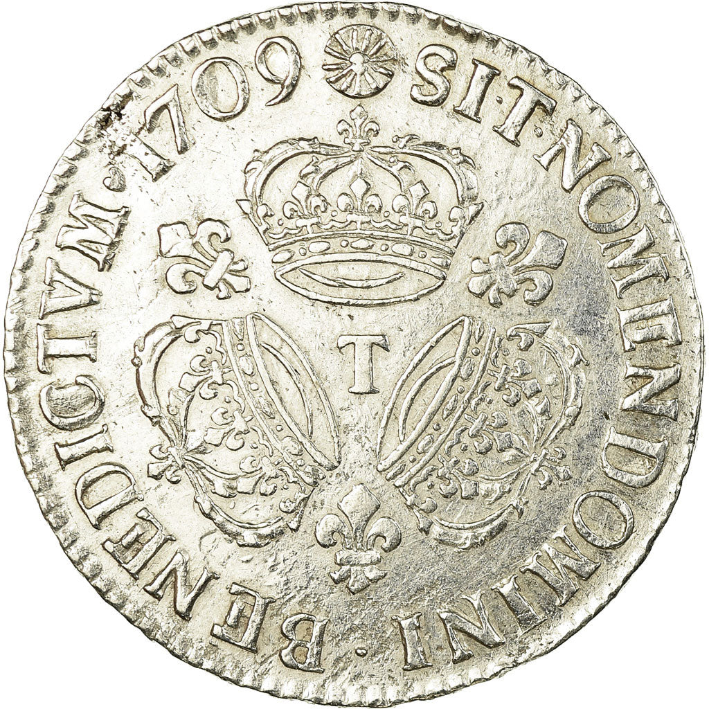 Moneta, Francia, Louis XIV, Écu aux 3 couronnes, Ecu, 1709, Nantes, BB