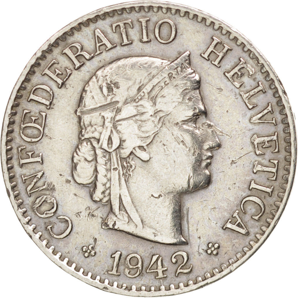 SWITZERLAND, 5 Rappen, 1942, Bern, KM #26, EF(40-45), Copper-Nickel, 17.15, 1.99