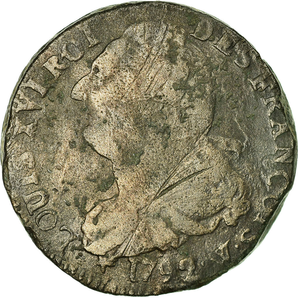 Moneta, Francja, 2 sols françois, 2 Sols, 1792, Lille, F(12-15), Bronze