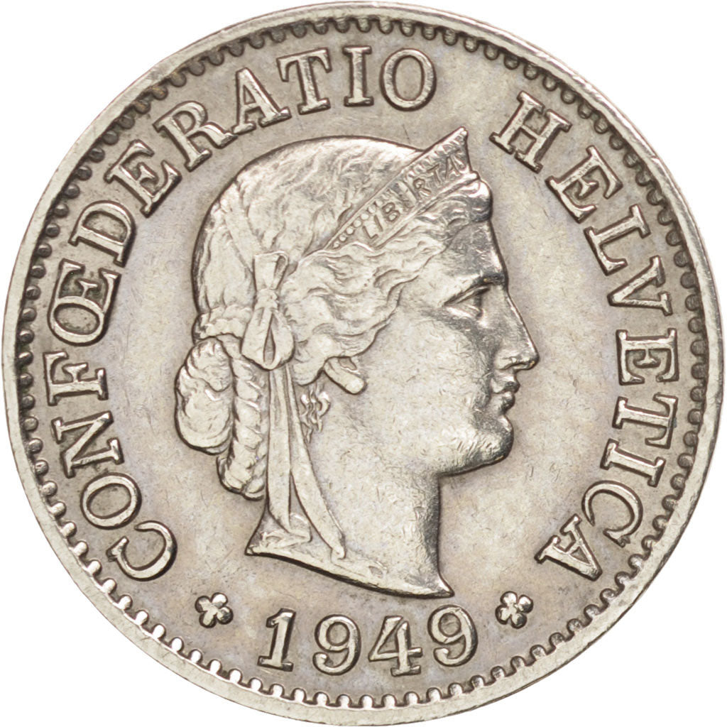 Svizzera, 5 Rappen, 1949, Bern, BB, Rame-nichel, KM:26