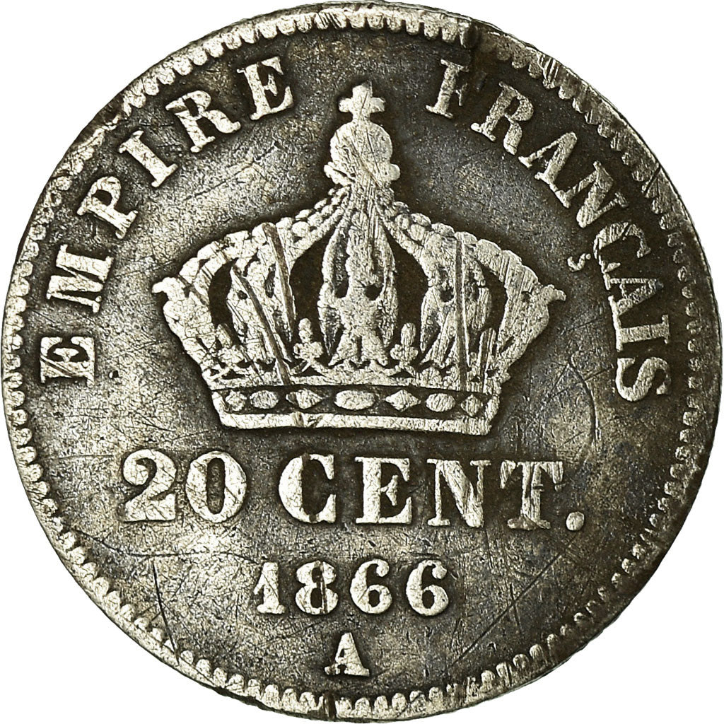 Munten, Frankrijk, Napoleon III, 20 Centimes, 1866, Paris, ZG+