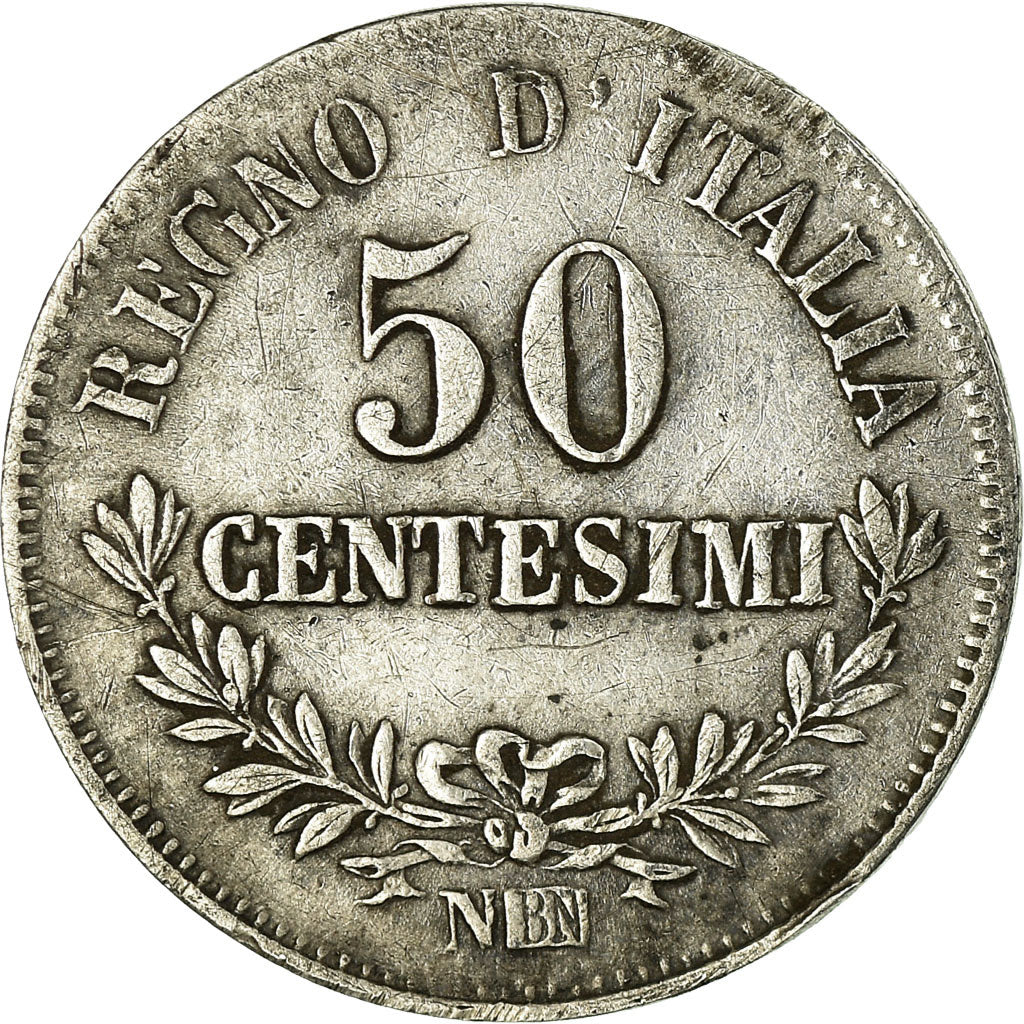 Coin, Italy, Vittorio Emanuele II, 50 Centesimi, 1865, Naples, EF(40-45),KM 14.2
