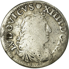 Moneda, Francia, Lous XIV, 4 Sols, 1676, Vimy, BC+, Plata, Gadoury:103