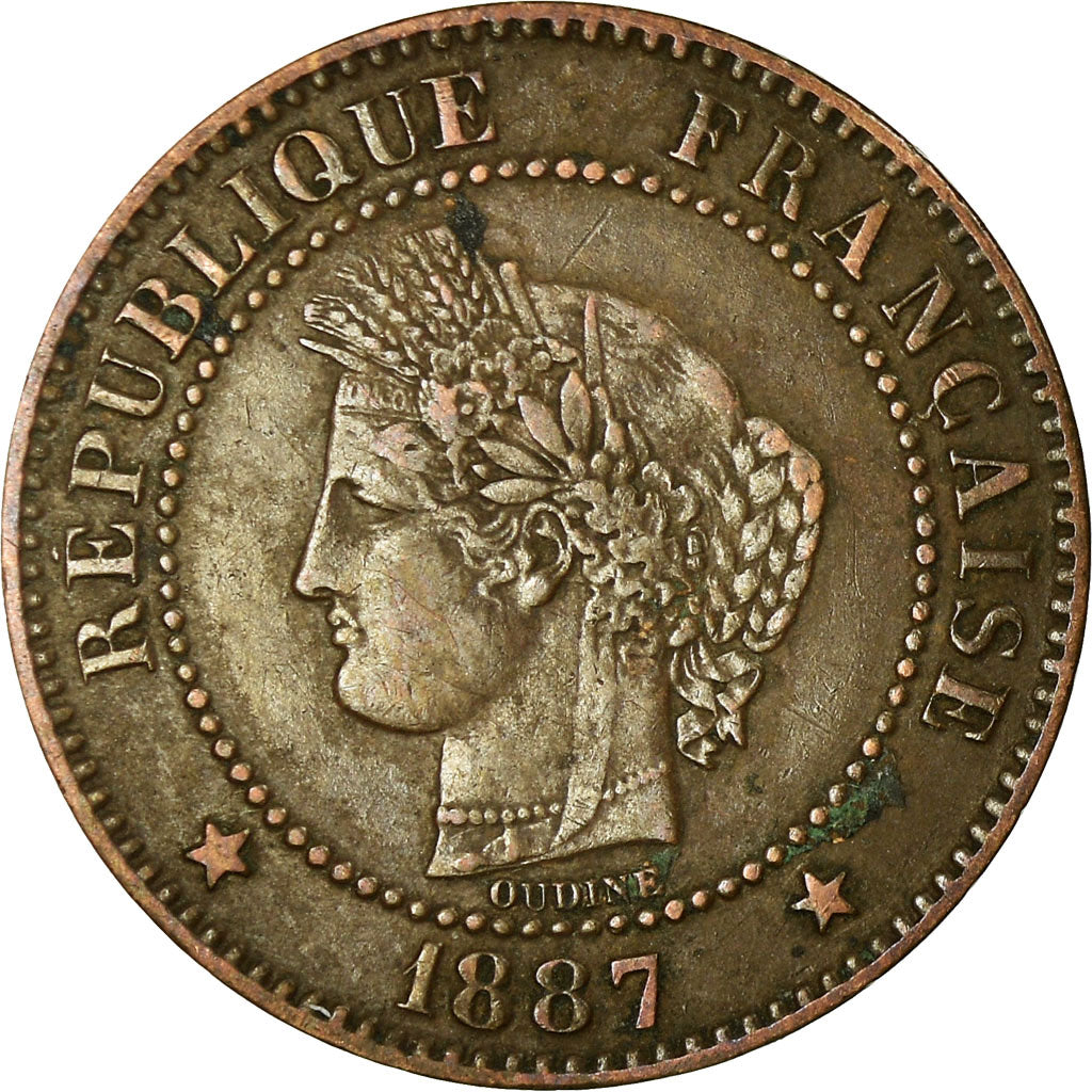 Münze, Frankreich, Cérès, 2 Centimes, 1887, Paris, SS, Bronze, KM:827.1