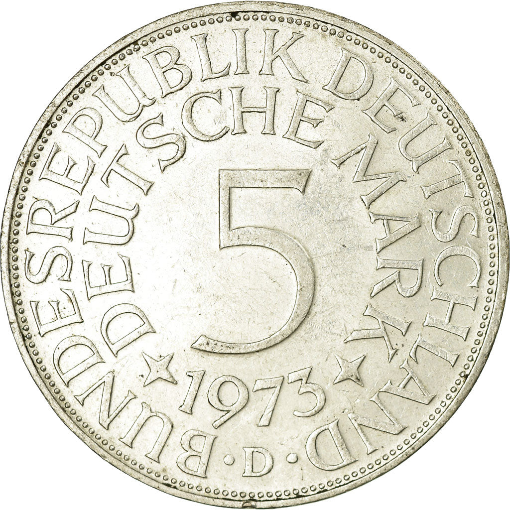 Coin, GERMANY - FEDERAL REPUBLIC, 5 Mark, 1973, Munich, AU(50-53), Silver