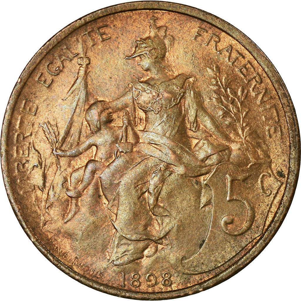 Monnaie, France, Dupuis, 5 Centimes, 1898, Paris, TTB+, Bronze, Gadoury:165