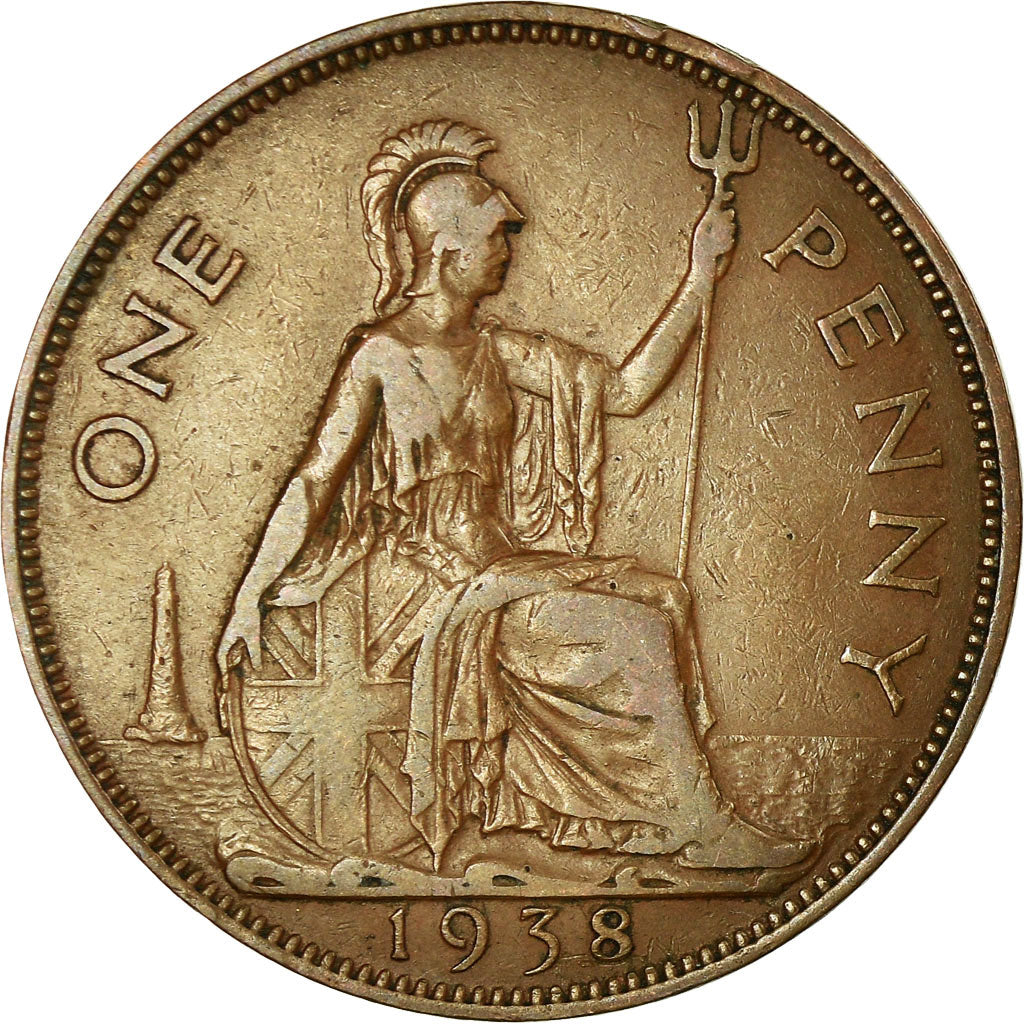 Coin, Great Britain, George VI, Penny, 1938, EF(40-45), Bronze, KM:845