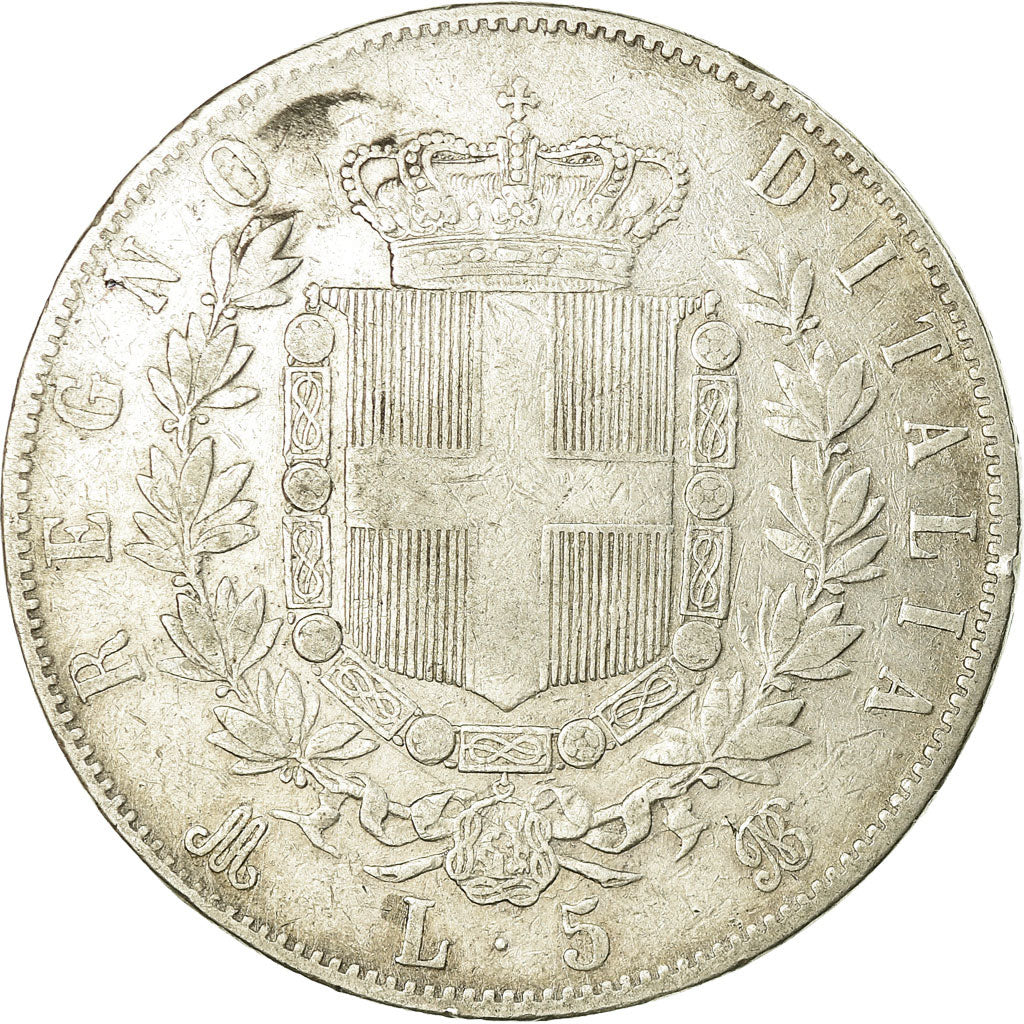 Münze, Italien, Vittorio Emanuele II, 5 Lire, 1874, Milan, S+, Silber, KM:8.3