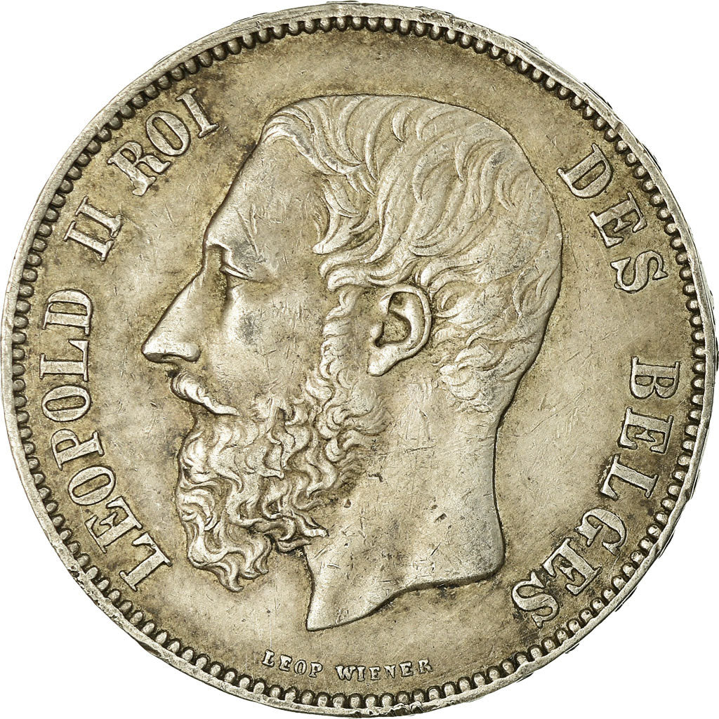 Coin, Belgium, Leopold II, 5 Francs, 5 Frank, 1875, EF(40-45), Silver, KM:24