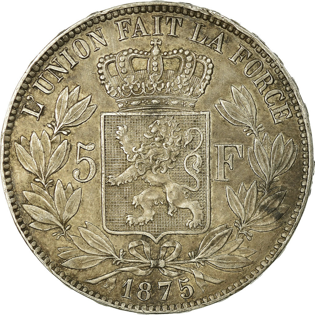 Coin, Belgium, Leopold II, 5 Francs, 5 Frank, 1875, EF(40-45), Silver, KM:24