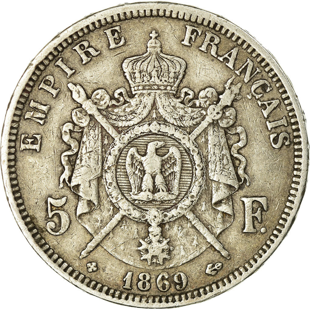 Münze, Frankreich, Napoléon III, 5 Francs, 1869, Strasbourg, S+, Silber