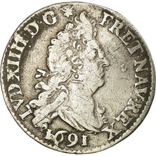 Coin, France, Louis XIV, 4 Sols aux 2 L, 1691, Paris, VF(30-35), KM 281.1