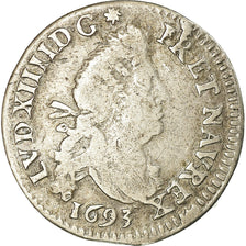 Munten, Frankrijk, Louis XIV, 4 Sols aux 2 L, 1693, Paris, FR+