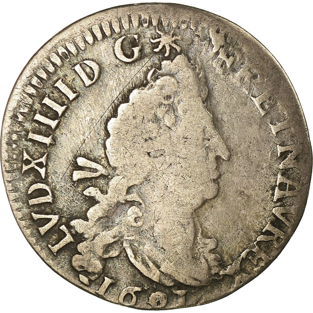 Monnaie, France, Louis XIV, 4 Sols aux 2 L, 1691, Rouen, TB, Gadoury 106