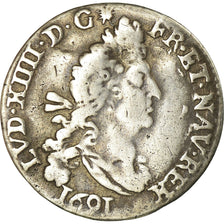 Coin, France, Louis XIV, 4 Sols aux 2 L, 1691, La Rochelle, VF(30-35), KM 281.6