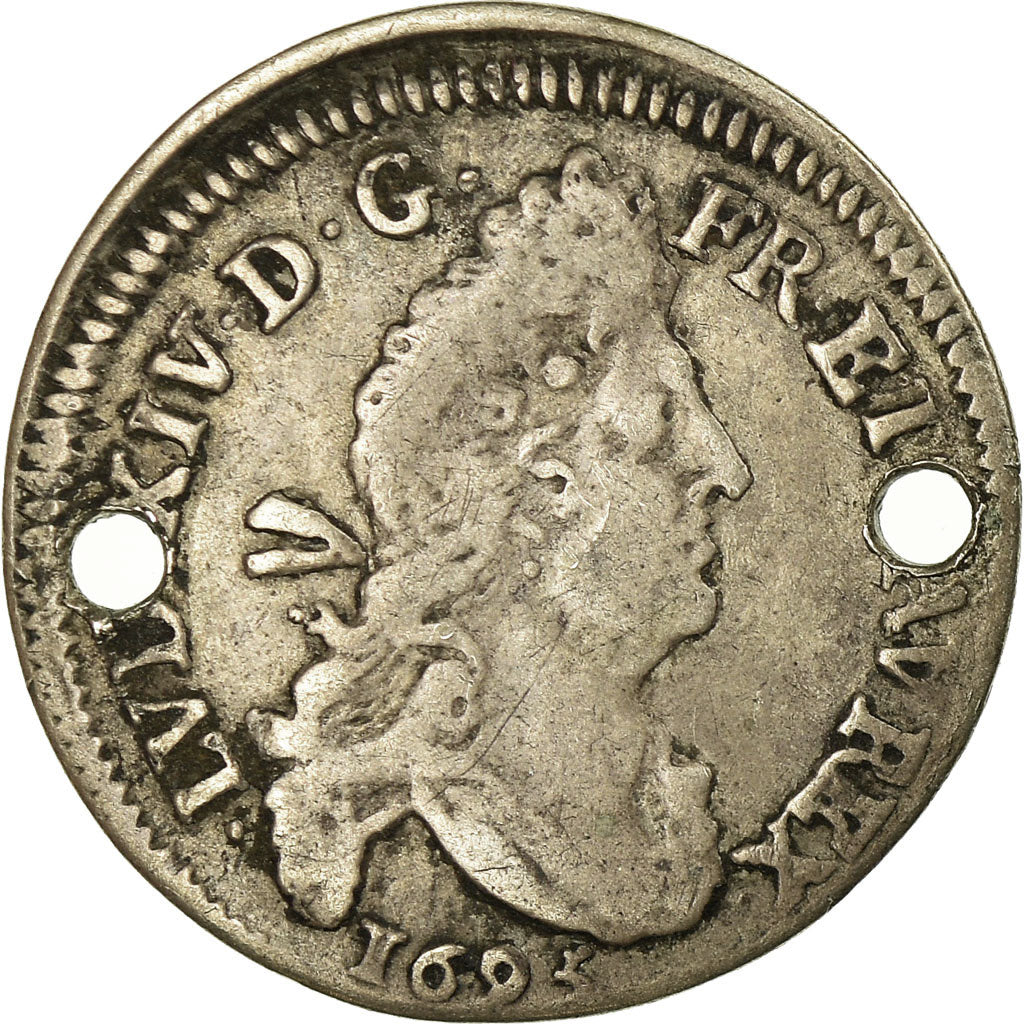 Moneta, Francia, Louis XIV, 4 Sols aux 2 L, 1695, Besançon, MB+, Droulers:677