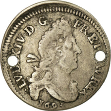 Moneta, Francia, Louis XIV, 4 Sols aux 2 L, 1695, Besançon, MB+, Droulers:677