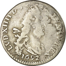 Moeda, França, Louis XIV, 4 Sols aux 2 L, 1692, Limoges, F(12-15), Gadoury:106
