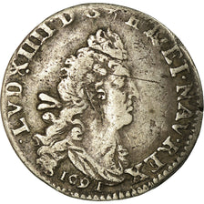 Münze, Frankreich,  Louis XIV, 4 Sols aux 2 L, 1691, Lille, S+, Gadoury:106