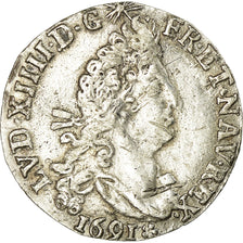 Coin, France, Louis XIV, 4 Sols aux 2 L,1691, Toulouse, EF(40-45), KM 281.9
