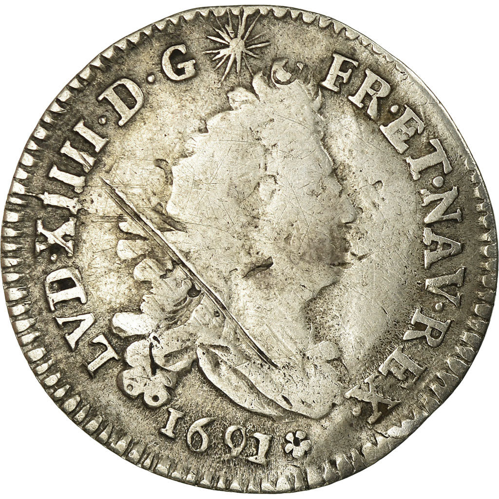 Monnaie, France, Louis XIV, 4 Sols aux 2 L, 1691, Toulouse, B, Gadoury 106