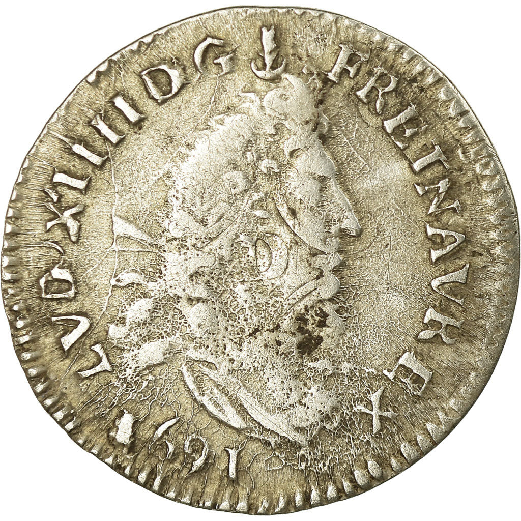 Munten, Frankrijk, Louis XIV, 4 Sols aux 2 L, 1691, Metz, FR+