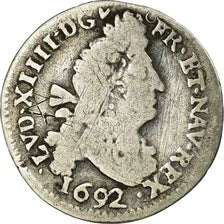 Coin, France, Louis XIV, 4 Sols aux 2 L, 1692, Troyes, F(12-15), KM 281.22