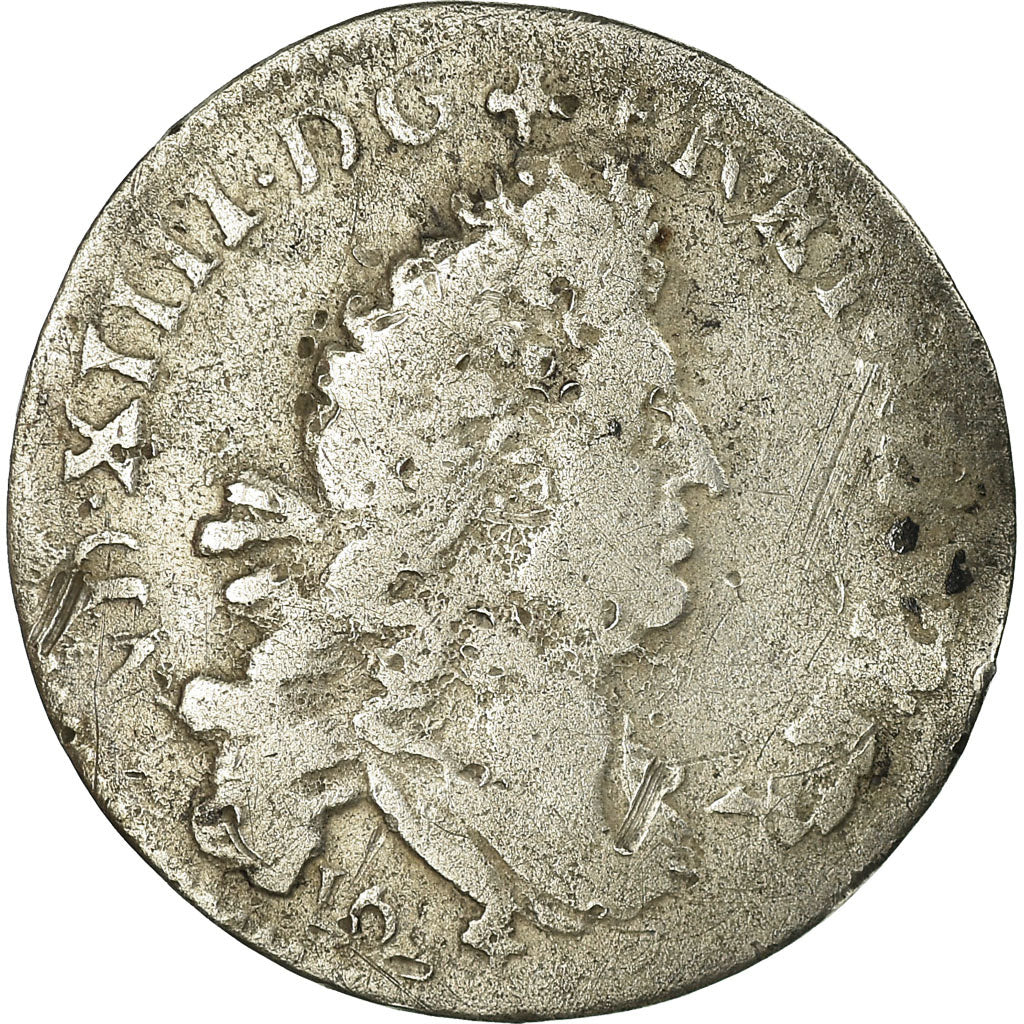 Monnaie, France, Louis XIV, 4 Sols aux 2 L, 1694, Reims, B+, Gadoury:106