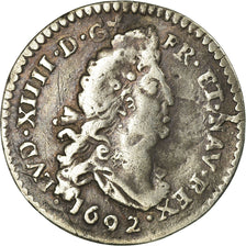 Monnaie, France, Louis XIV, 4 Sols aux 2 L, 1692, Reims, TB+, Gadoury:106