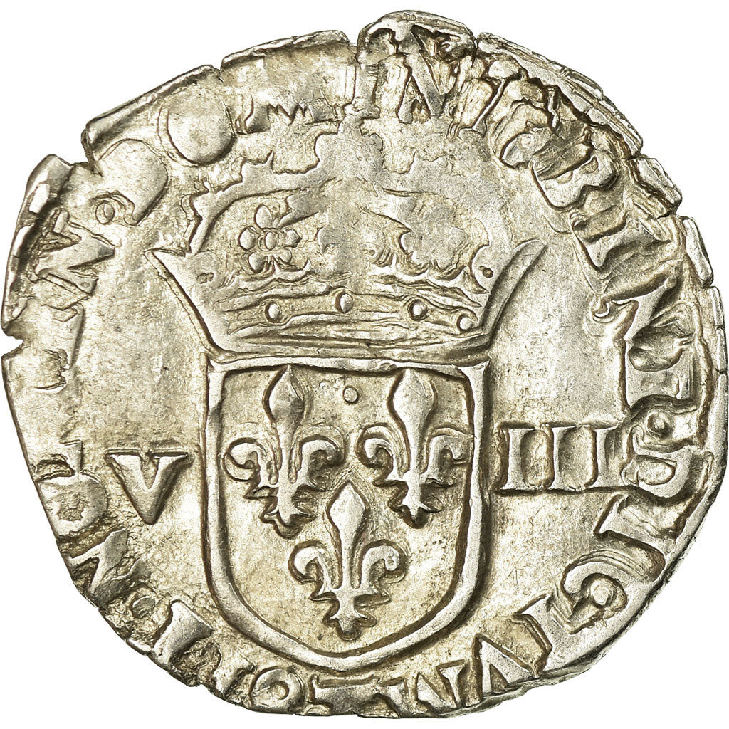 Moneta, Francia, Henri IV, 1/8 Ecu, 1607, Nantes, MB+, Argento, Sombart:4688