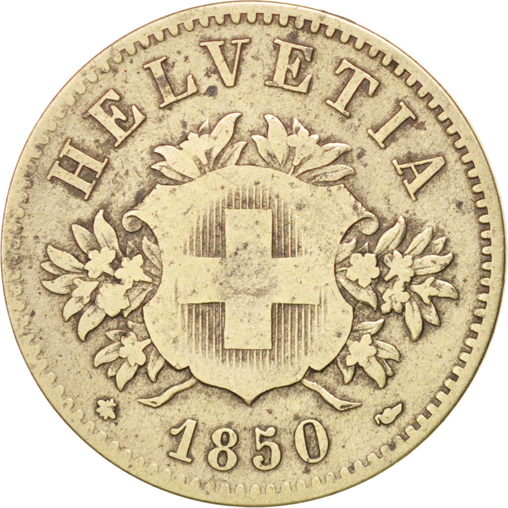 Coin, Switzerland, 20 Rappen, 1850, Strasbourg, VF(30-35), Billon, KM:7