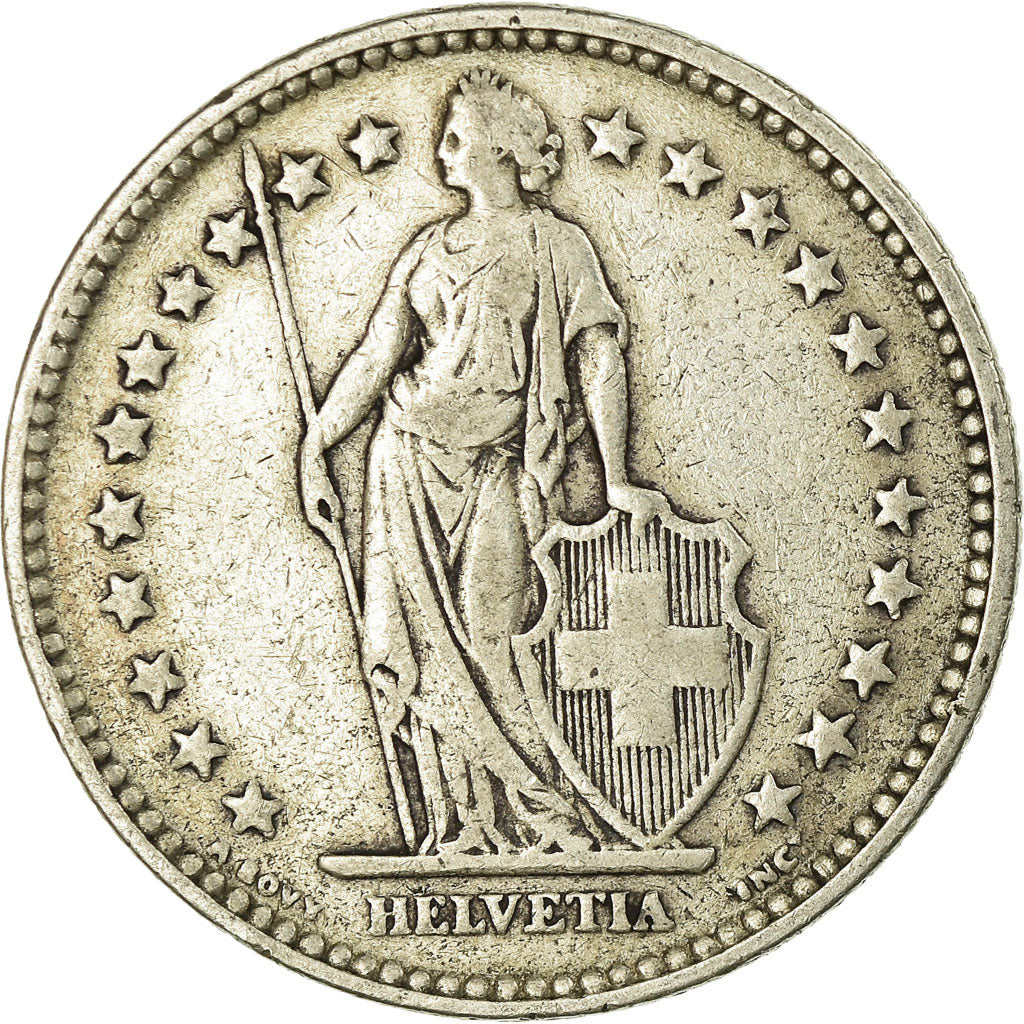 Coin, Switzerland, 2 Francs, 1921, Bern, VF(30-35), Silver, KM:21