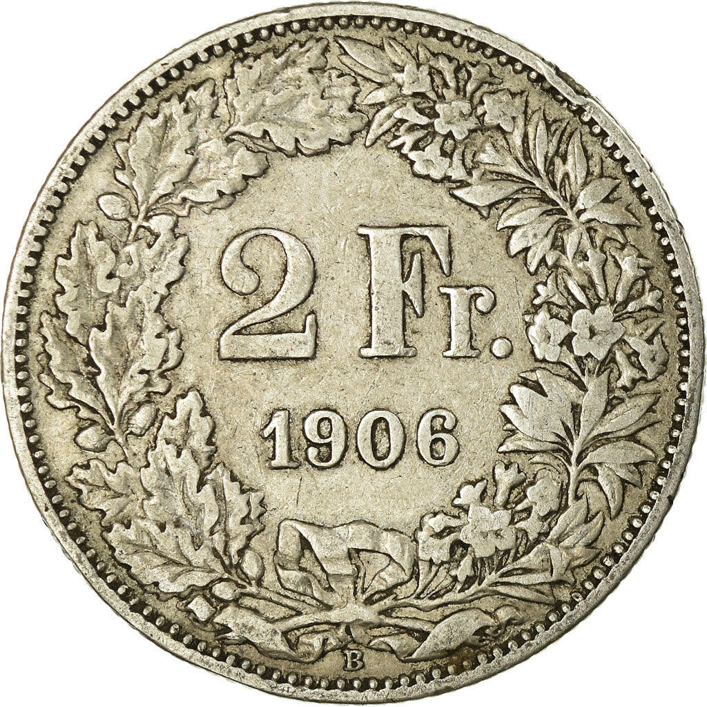 Coin, Switzerland, 2 Francs, 1906, Bern, EF(40-45), Silver, KM:21