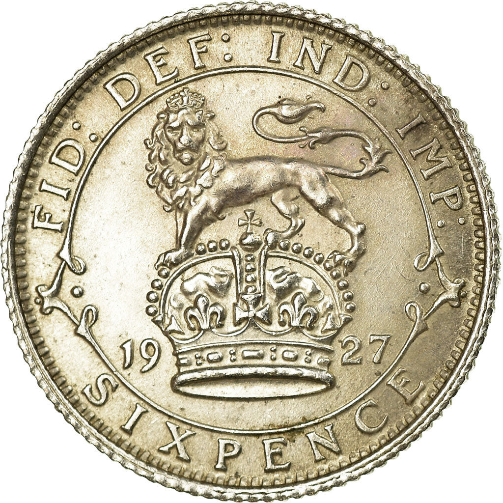 Coin, Great Britain, George V, 6 Pence, 1927, AU(50-53), Silver, KM:828