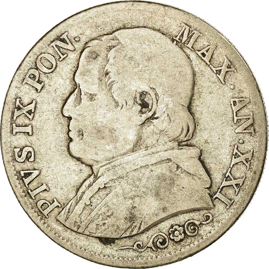 Coin, ITALIAN STATES, PAPAL STATES, Pius IX, Lira, 1867, Rome, VF(20-25)