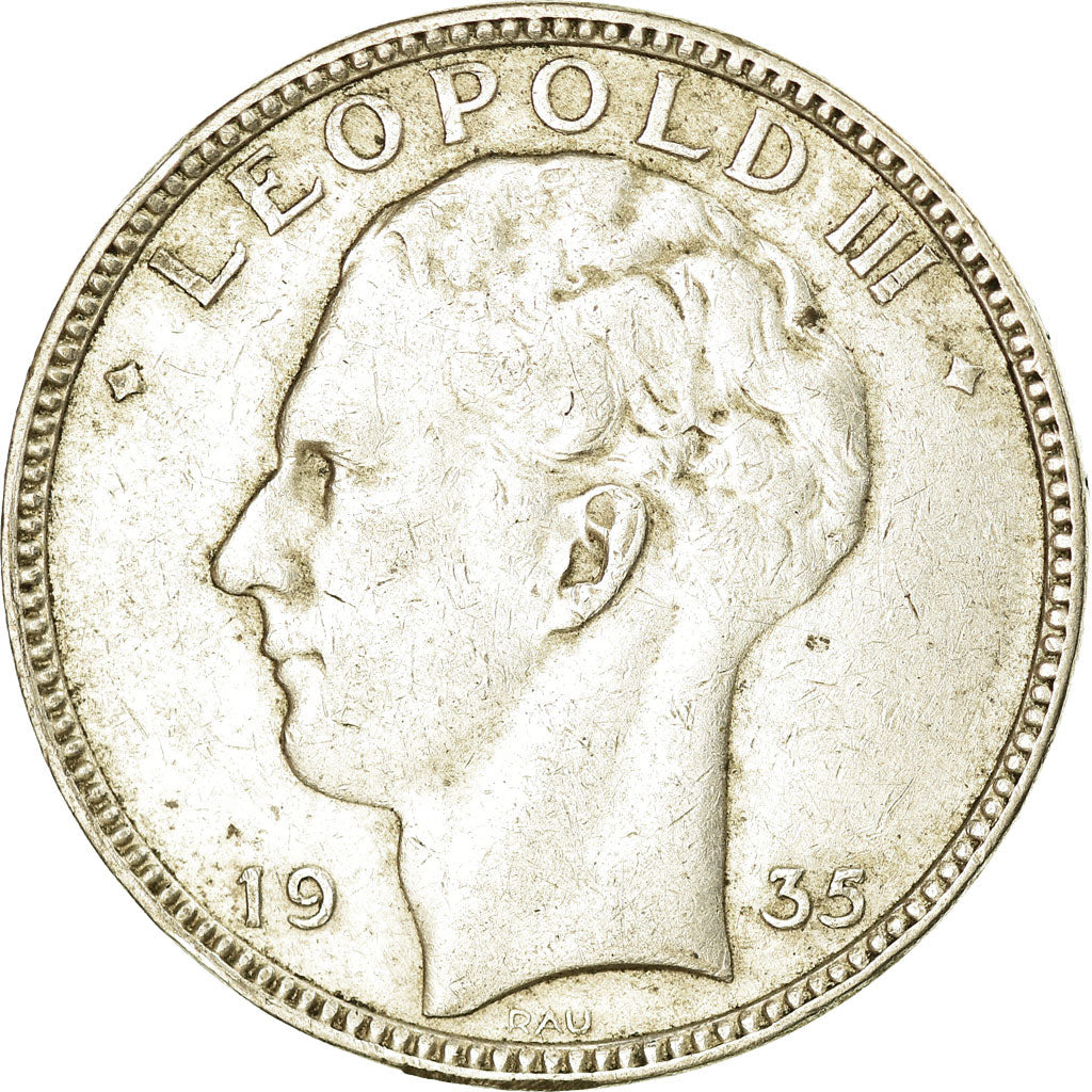 Coin, Belgium, 20 Francs, 20 Frank, 1935, EF(40-45), Silver, KM:105