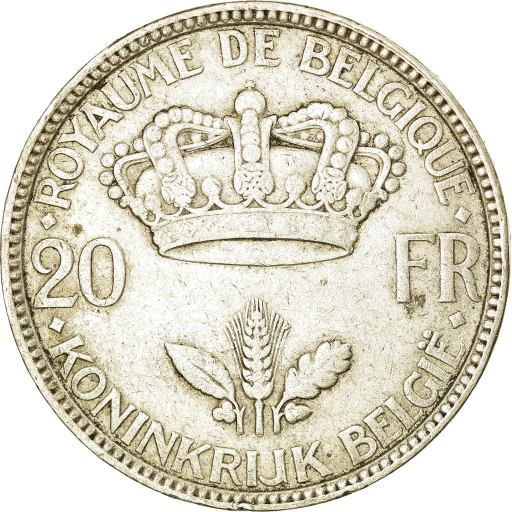 Coin, Belgium, 20 Francs, 20 Frank, 1935, EF(40-45), Silver, KM:105