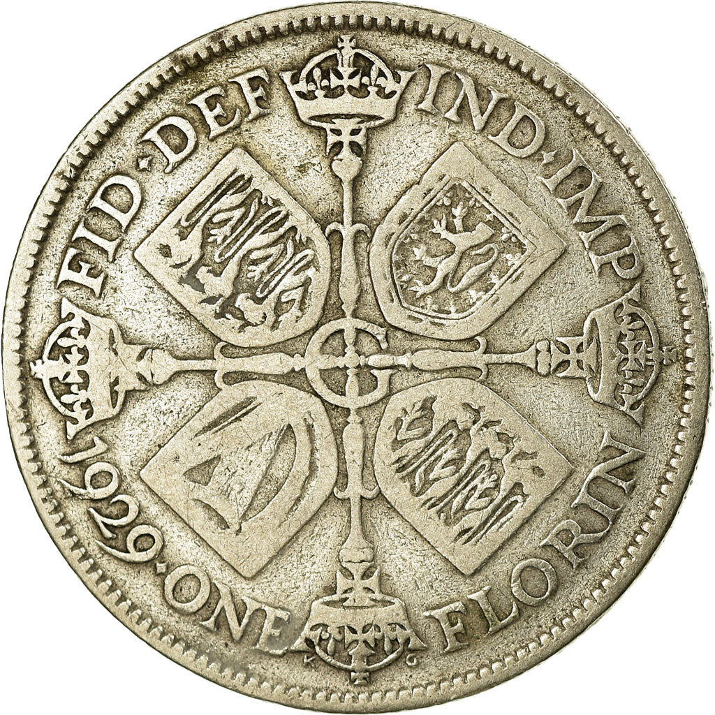 Coin, Great Britain, George V, Florin, Two Shillings, 1929, VF(20-25), Silver