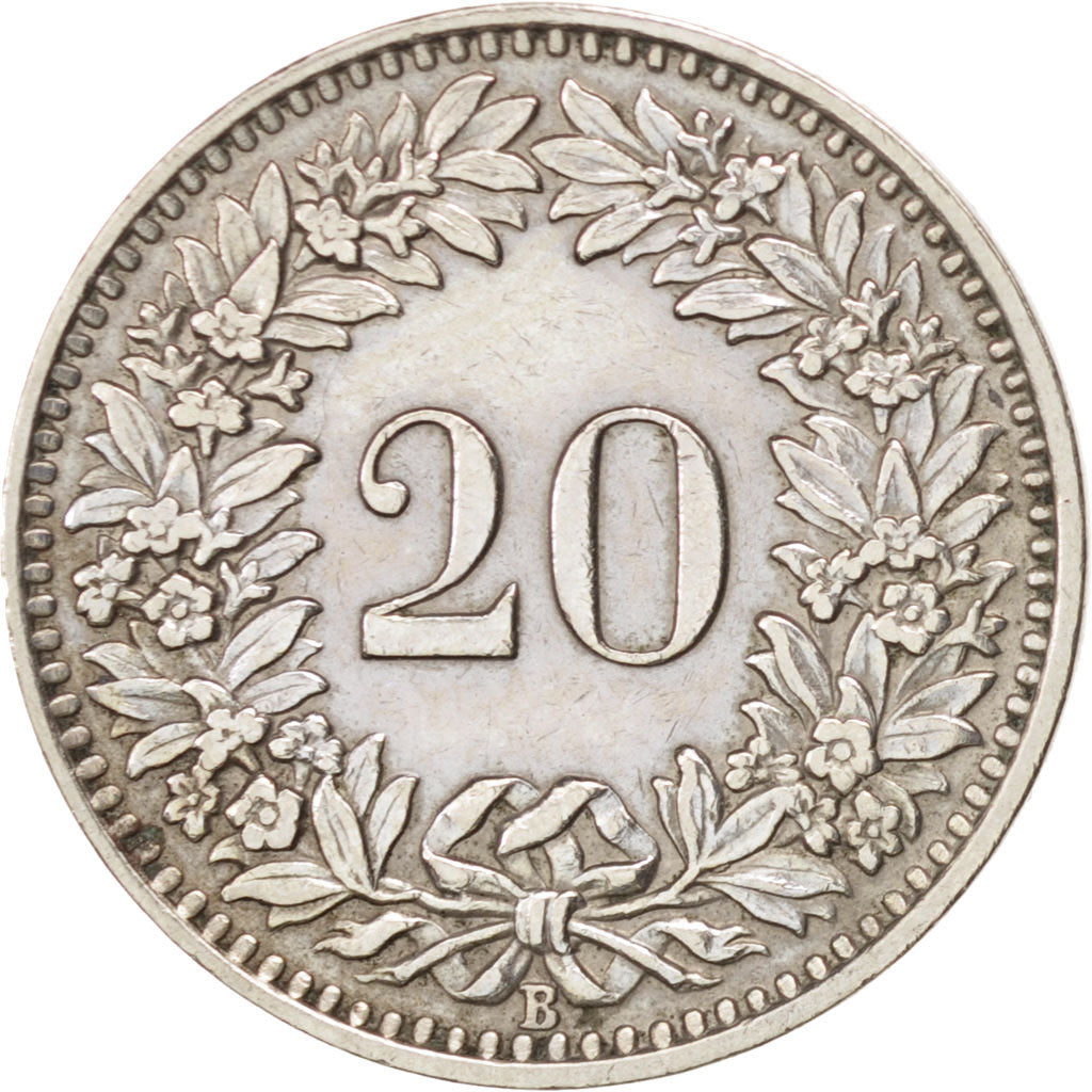 SWITZERLAND, 20 Rappen, 1939, Bern, KM #29a, EF(40-45), Copper-Nickel, 21.05,...