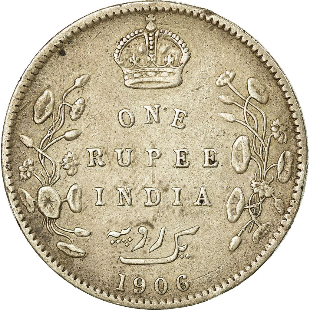 Coin, INDIA-BRITISH, Edward VII, Rupee, 1906, Bombay, EF(40-45), Silver, KM:508