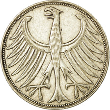 Coin, GERMANY - FEDERAL REPUBLIC, 5 Mark, 1960, Karlsruhe, EF(40-45), Silver