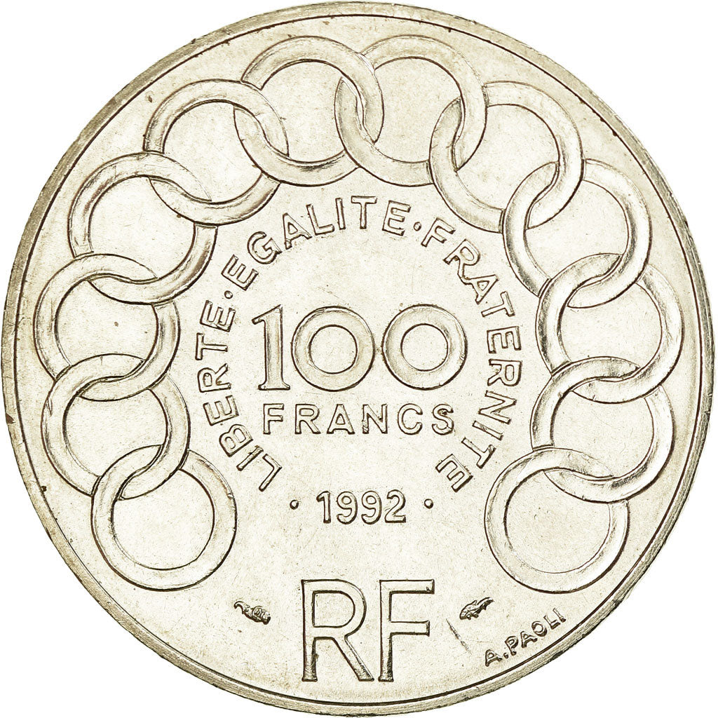 Coin, France, Jean Monnet, 100 Francs, 1992, AU(50-53), Silver, KM:1120