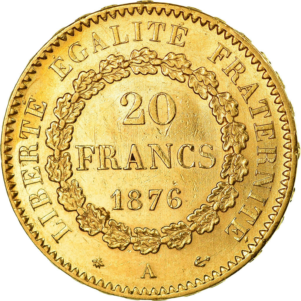 Moneta, Francia, Génie, 20 Francs, 1876, Paris, BB+, Oro, KM:825, Gadoury:1063