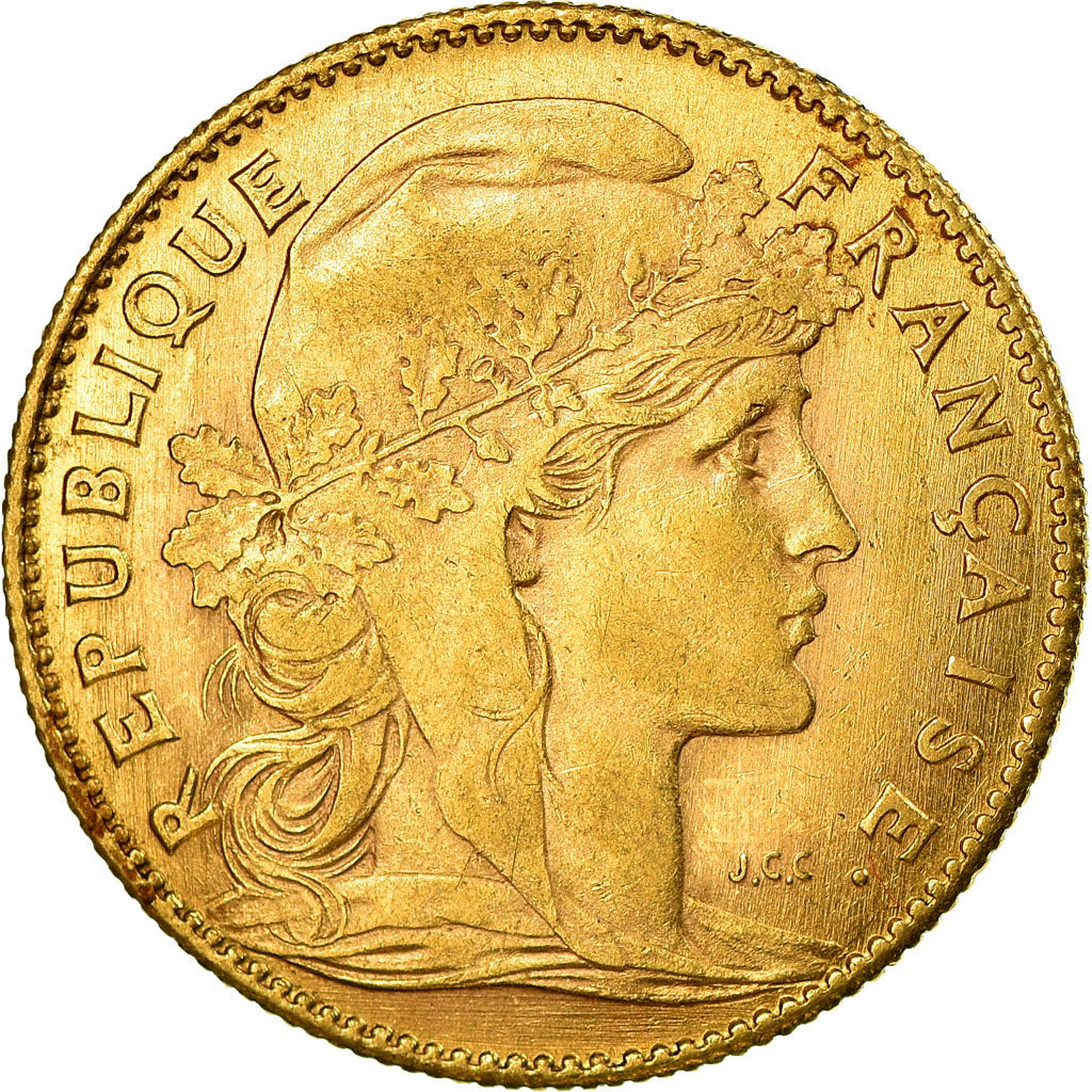 Moneta, Francia, Marianne, 10 Francs, 1914, Paris, BB+, Oro, KM:846