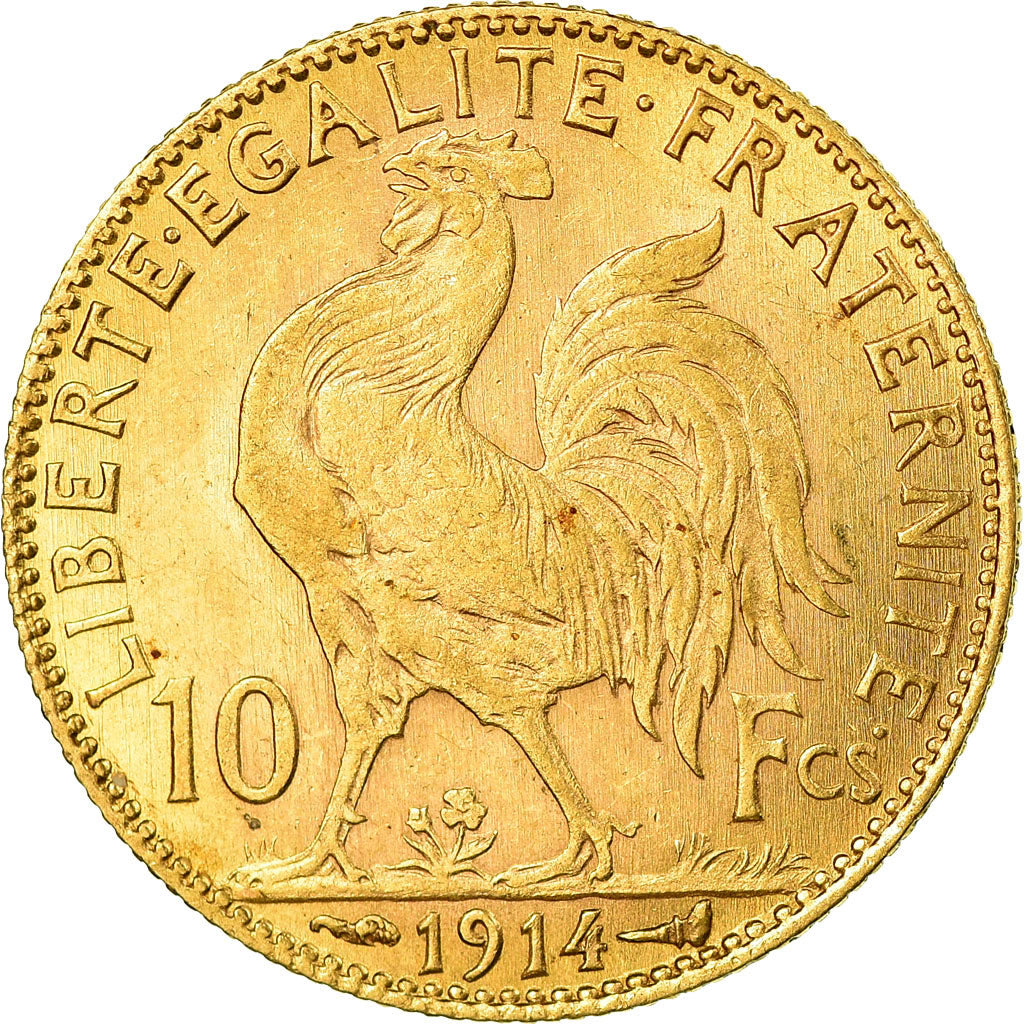 Moneta, Francia, Marianne, 10 Francs, 1914, Paris, BB+, Oro, KM:846