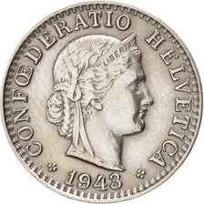 Moneta, Svizzera, 20 Rappen, 1943, Bern, BB, Rame-nichel, KM:29a