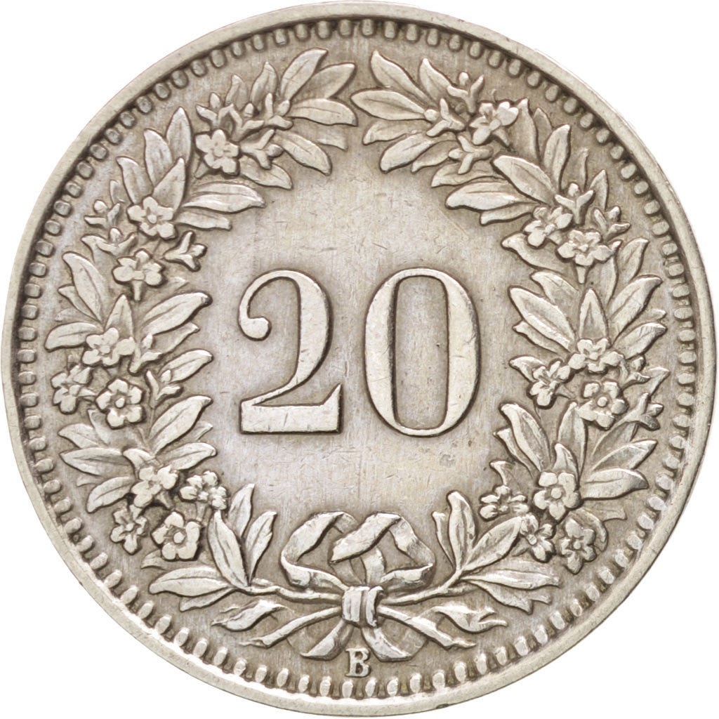 Moneta, Svizzera, 20 Rappen, 1943, Bern, BB, Rame-nichel, KM:29a