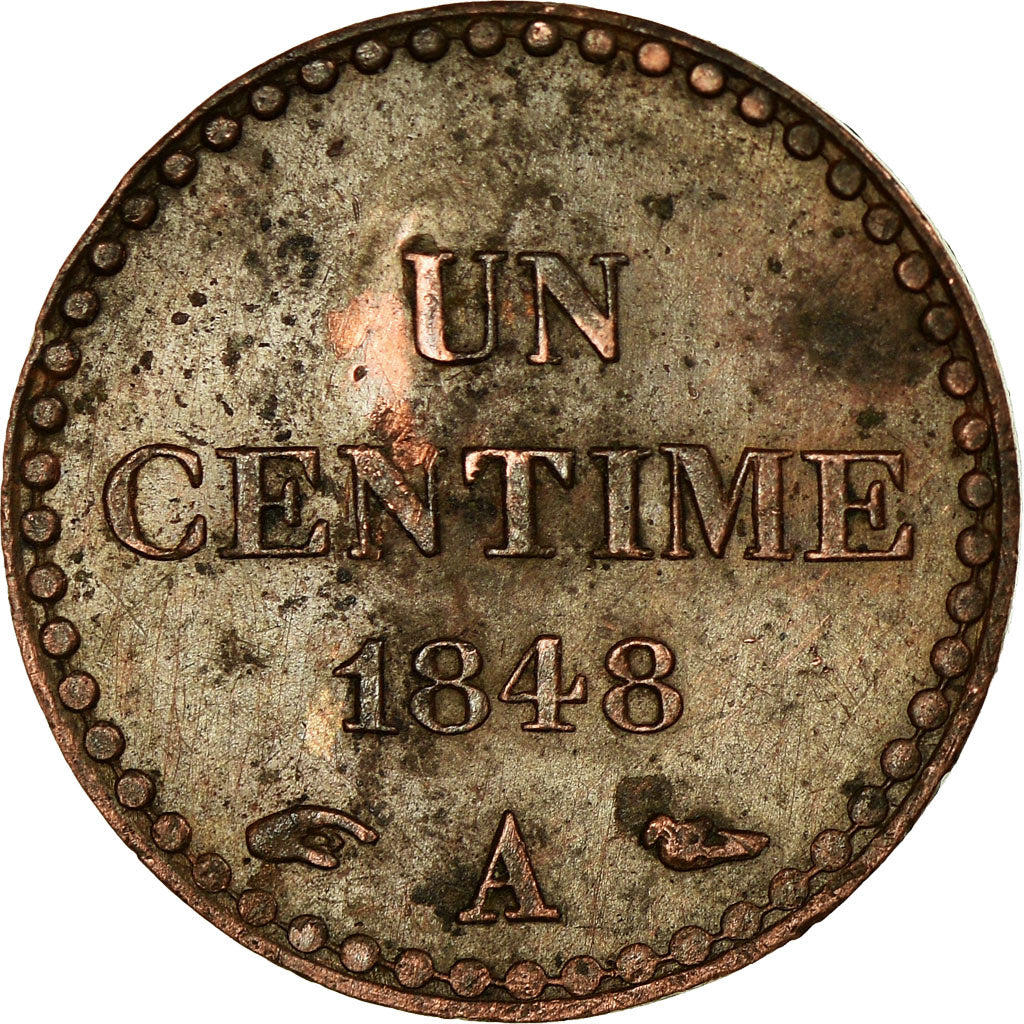 Coin, France, Dupré, Centime, 1848, Paris, AU(50-53), Bronze, KM:754