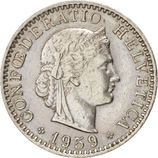 Munten, Zwitserland, 20 Rappen, 1959, Bern, ZF+, Copper-nickel, KM:29a