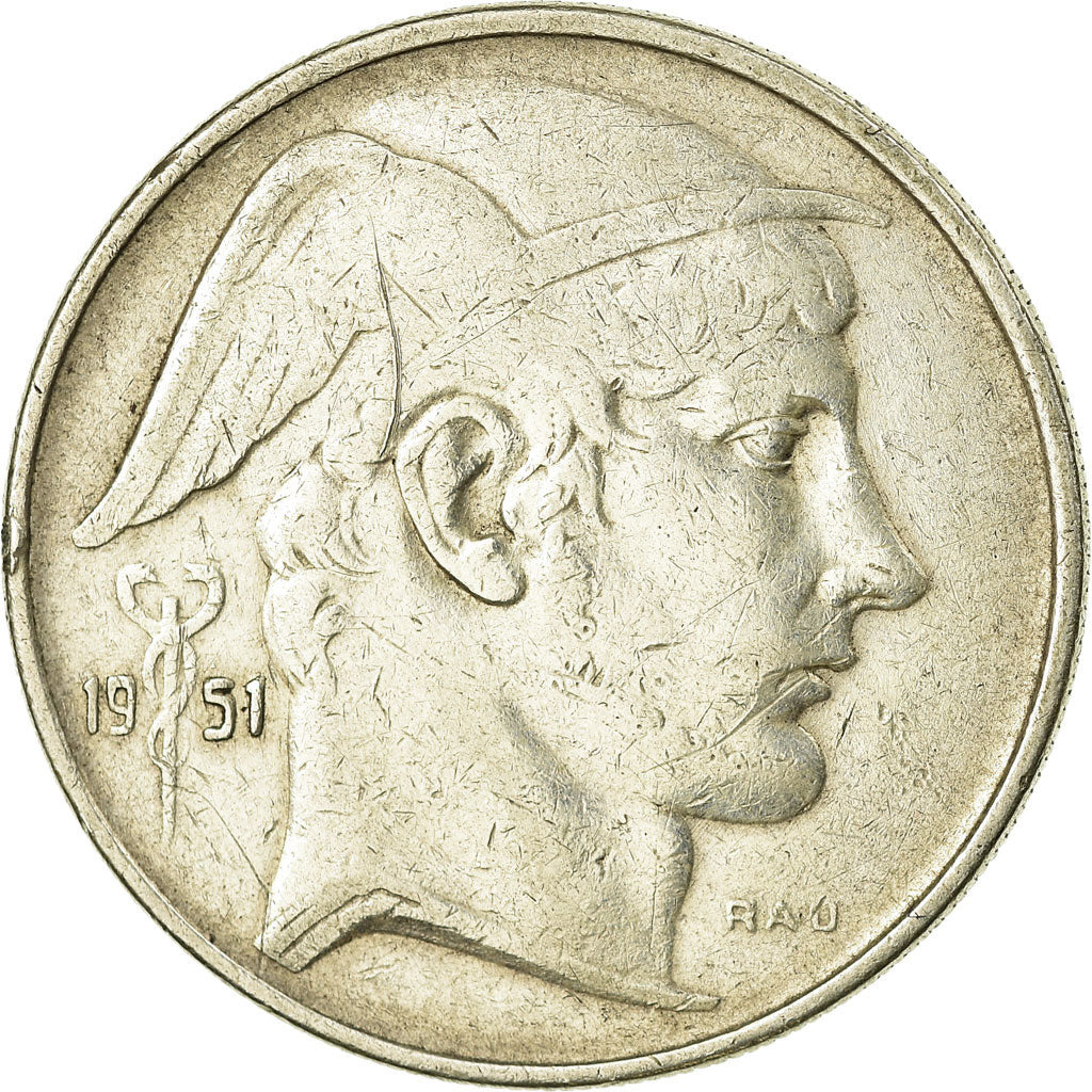 Coin, Belgium, 20 Francs, 20 Frank, 1951, EF(40-45), Silver, KM:141.1